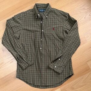 Ralph Lauren Men's Green Plaid Button-Down Shirt